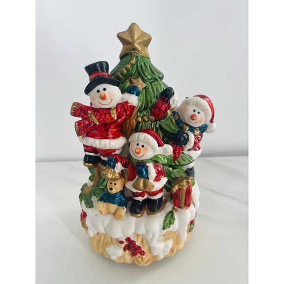 CHRISTMAS TREE WITH SNOWMEN MUSICAL FIGURINE - Picture 1 of 4